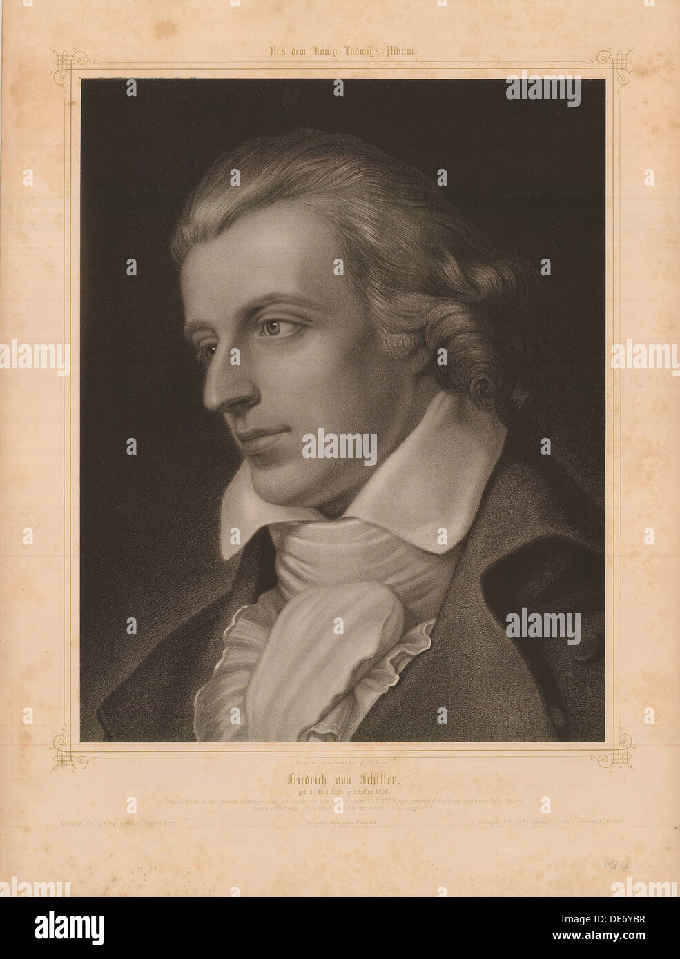 Porträt von Friedrich von Schiller (1759-1805). Künstler: Arnst, Adam (aktive Mitte des 19. Jhs.) Stockfoto