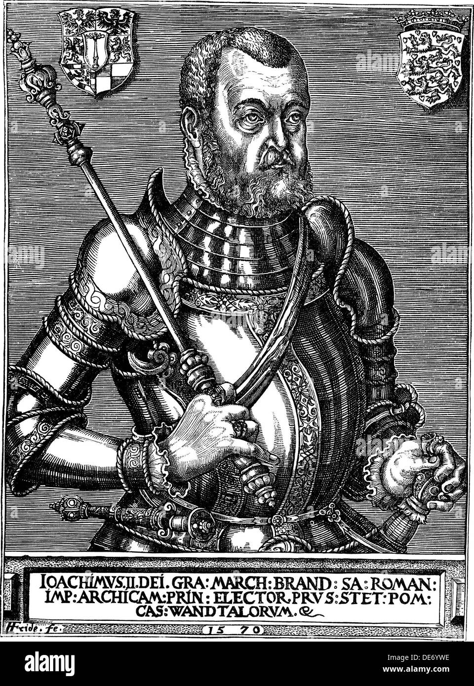 Porträt von Joachim II. Hector (1505-1571), Kurfürst von Brandenburg, 1570. Artist: Friderich (Friederich), Franz (1550-1580) Stockfoto