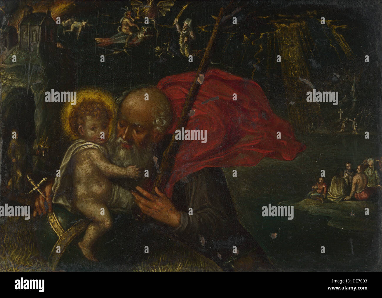 Saint Christopher, die Durchführung der Säugling Christus, 17. Jahrhundert. Künstler: Deutscher Meister Stockfoto