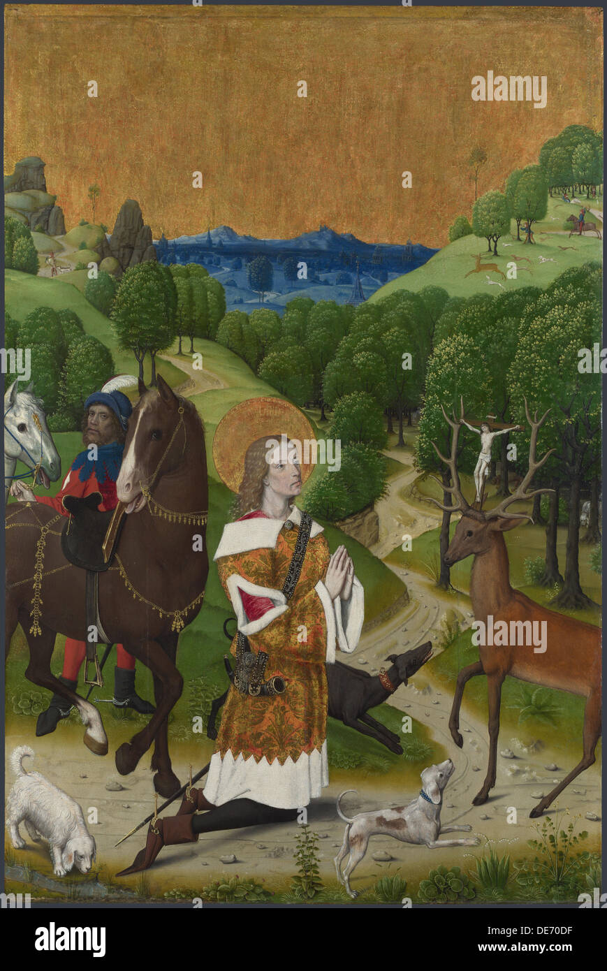 Die Umwandlung von St. Hubert. Shutter von der Werdener Altarbild, ca 1485. Artist: Meister des Lebens der Jungfrau, (workshop) (1463-1490) Stockfoto