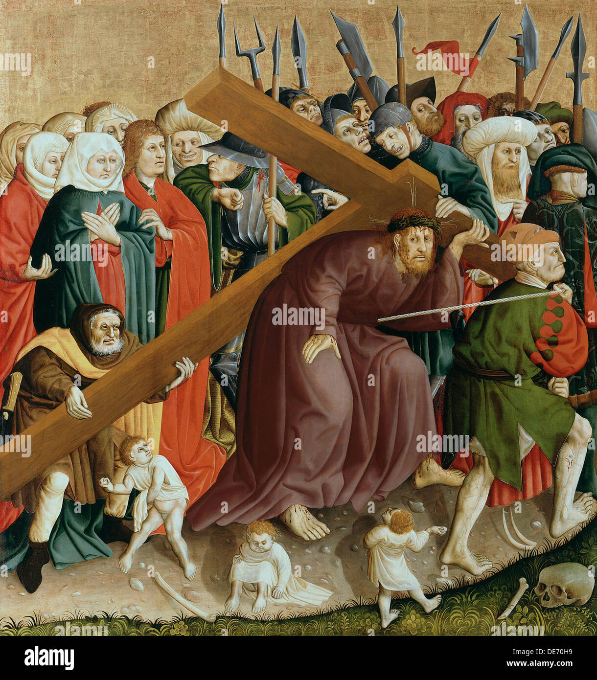 Die Kreuztragung Christi. Die Flügel des Altars Wurzach, 1437. Künstler: Multscher, Hans (ca. 1400-1467) Stockfoto