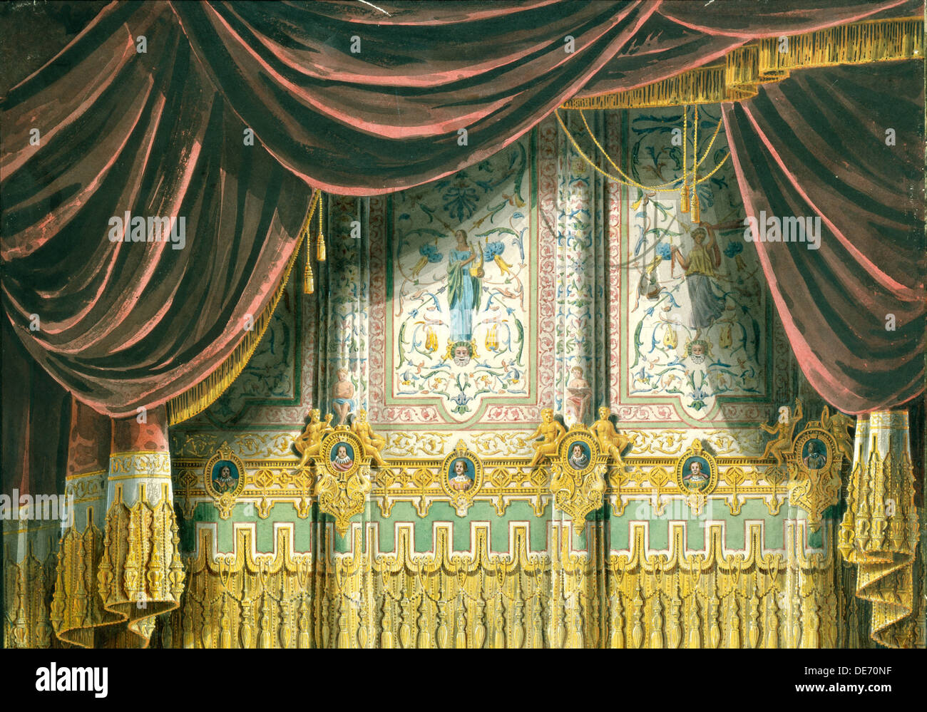 Skizze für den Vorhang für die Michael-Theater in Sankt Petersburg, 1852. Künstler: Roller, Andreas Leonhard (1805-1891) Stockfoto