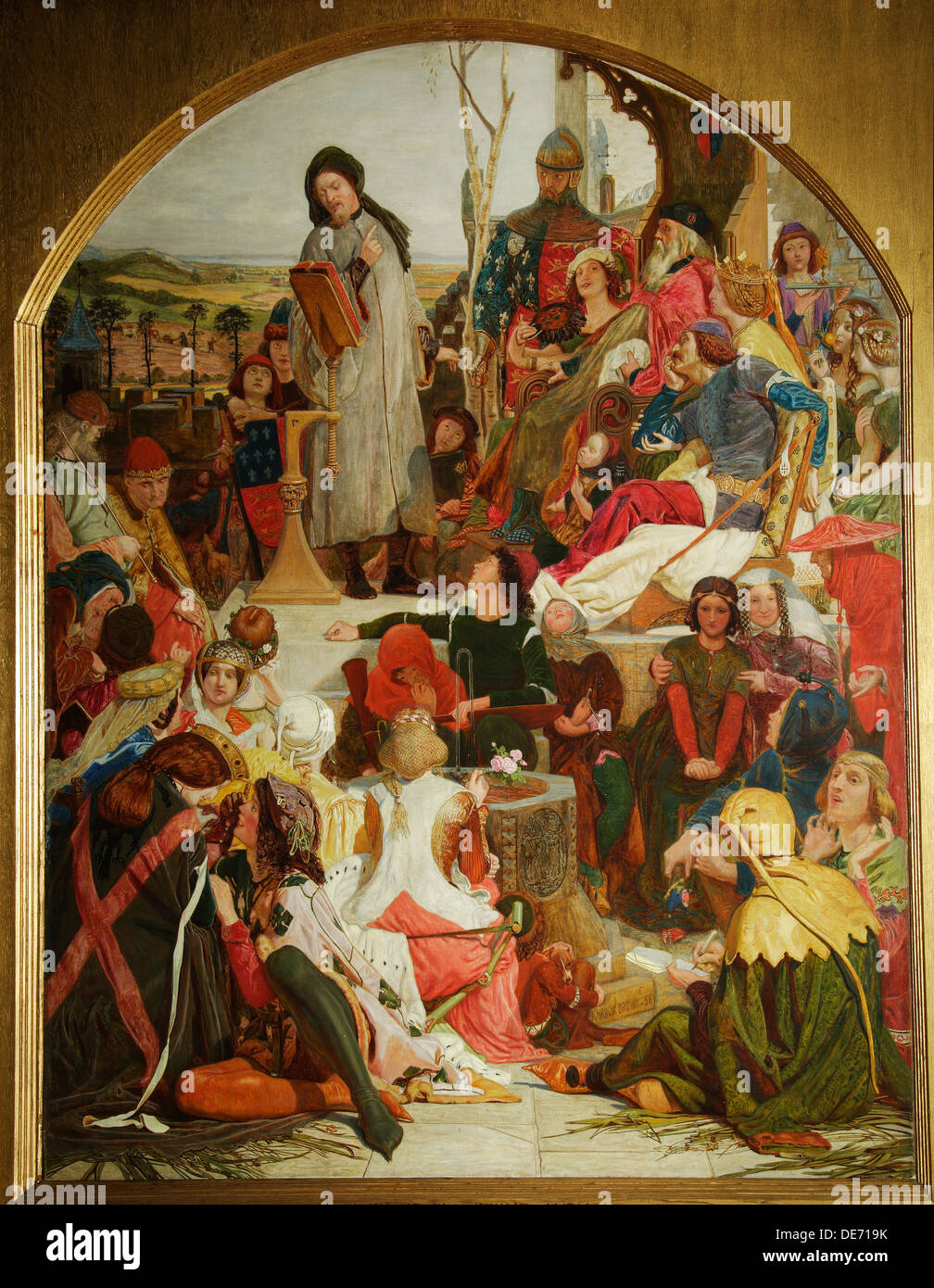 Chaucer an den Hof von Edward III, 1847-1852. Künstler: Brown, Ford Madox (1821-1893) Stockfoto