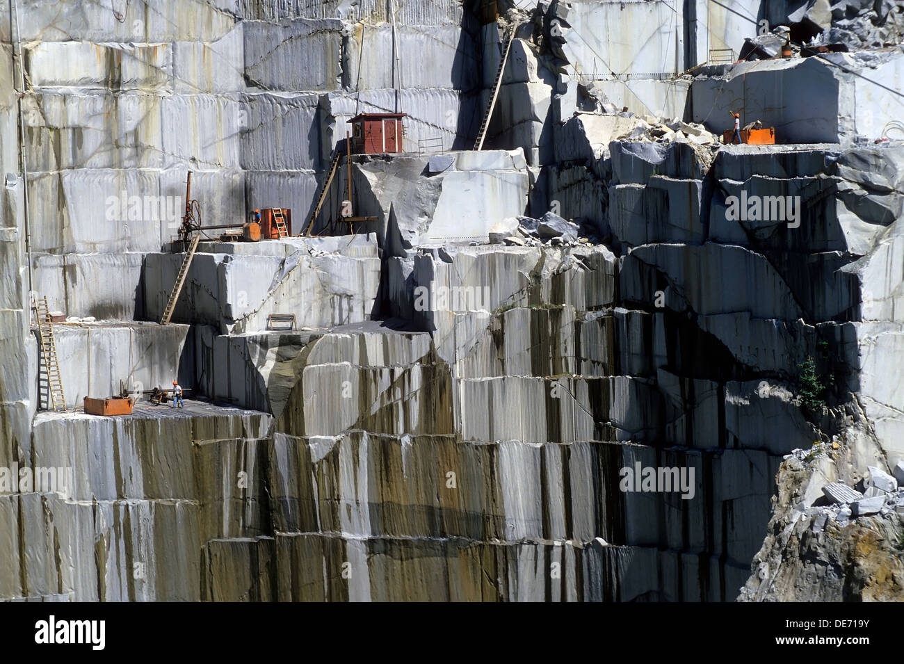 Steilen Felswand von einem Tagebau-Granitsteinbruch in Barre, Vermont, USA. Stockfoto