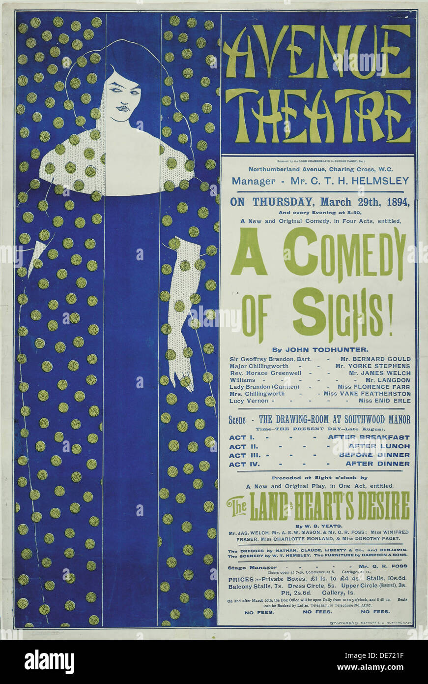 Avenue Theater, eine Komödie der Seufzer! (Poster), 1894. Artist: Beardsley, Aubrey (1872 - 1898) Stockfoto