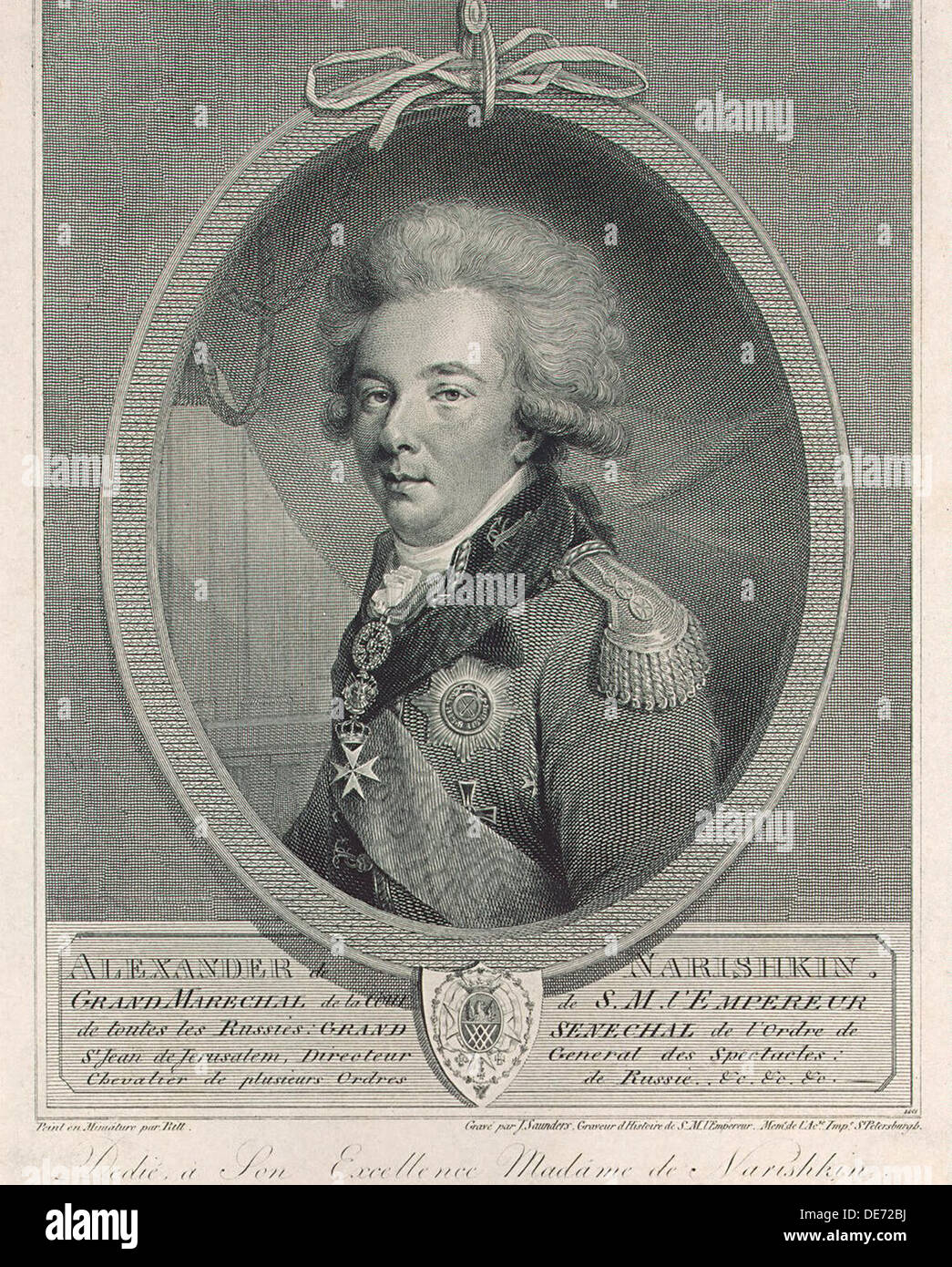 Porträt von Graf Alexander Lwowitsch Naryschkin (1760-1826), 1801. Künstler: Saunders, Joseph (aktive Anfang 19. Jh.) Stockfoto