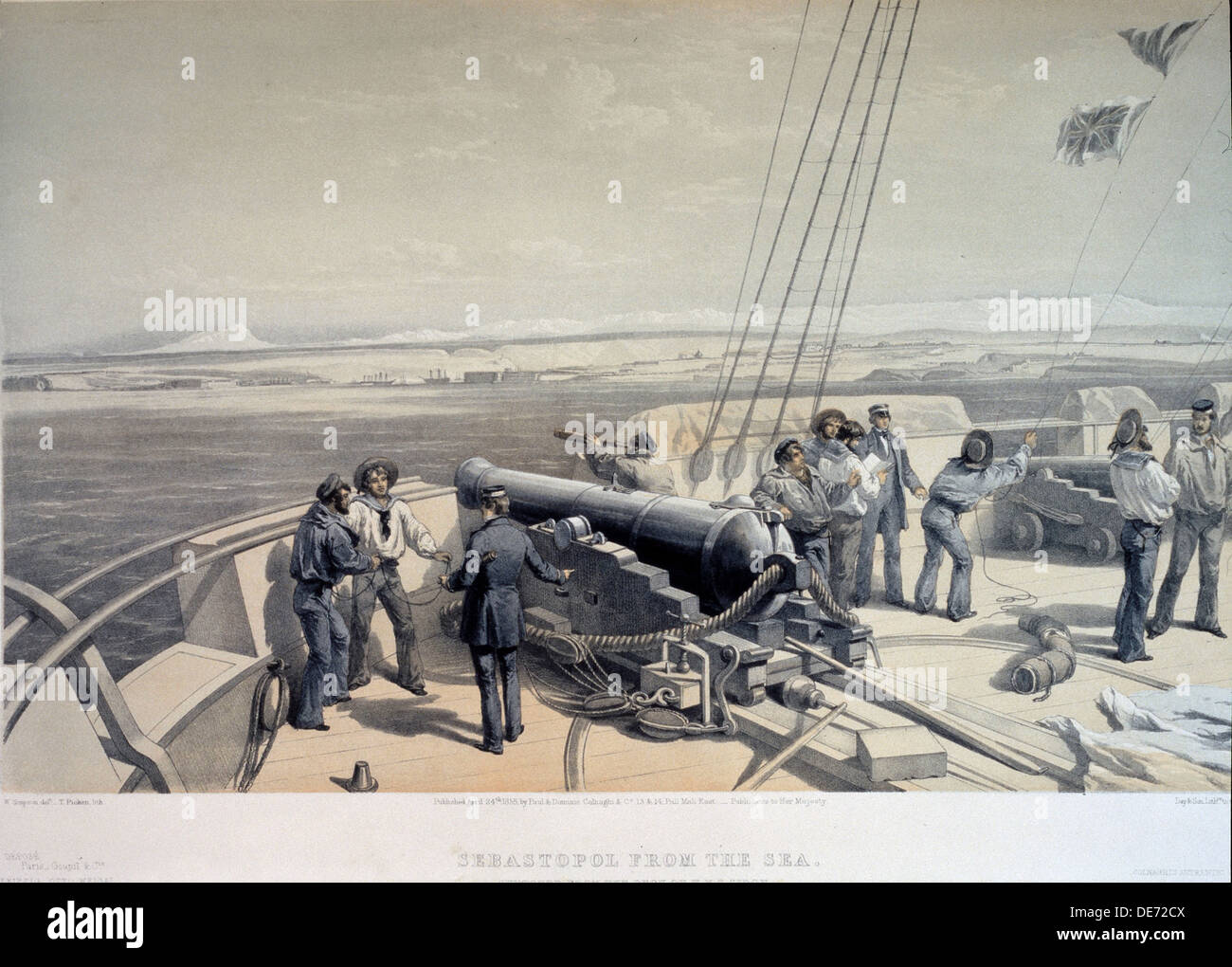 Blick auf Sewastopol aus dem Meer, 1855. Künstler: Simpson, William (1832-1898) Stockfoto Blick auf Sewastopol aus dem Meer, 1855. Künstler: Simpson, William (1832-1898) Stockfoto