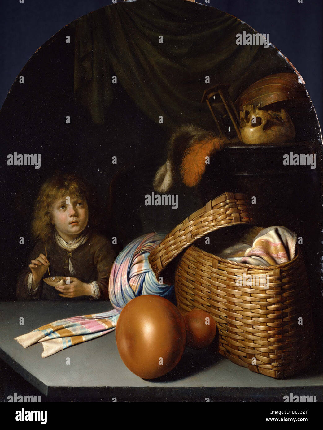 Stillleben mit einem jungen Seifenblasen, c. 1635. Künstler: Dou, Gerard (Gerrit) (1613-1675) Stockfoto