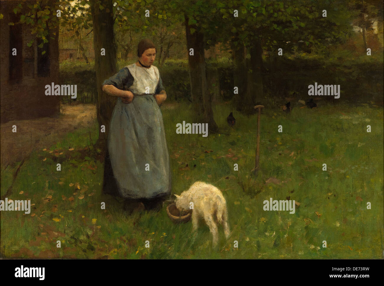 Frau aus Laren mit Lamm, 1885. Künstler: Mauve, Anton (1838-1888) Stockfoto