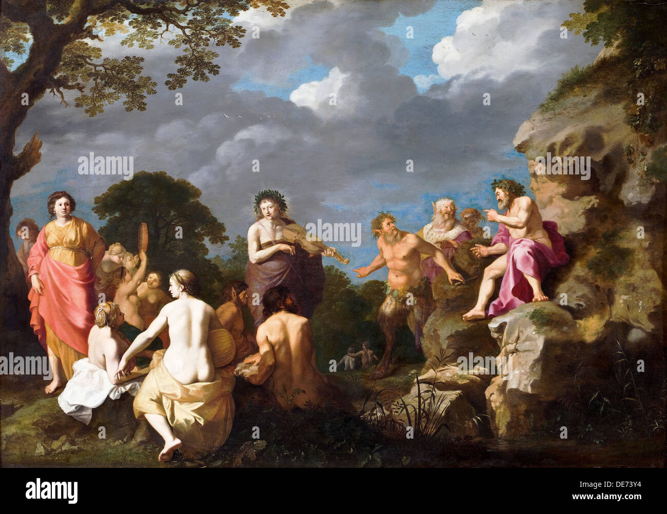 Die musikalischen Wettstreit zwischen Apollo und Marsyas, 1630. Künstler: Poelenburgh, Cornelis, van (1594/95-1667) Stockfoto