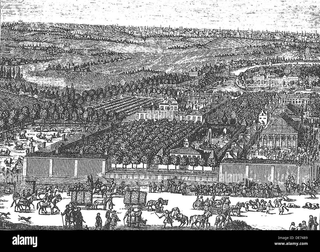 Deutsch-Viertel (Nemetskaya Sloboda) in Moskau, 1705. Künstler: Schoonebeek (Schoonebeck), Adriaan (1661-1705) Stockfoto