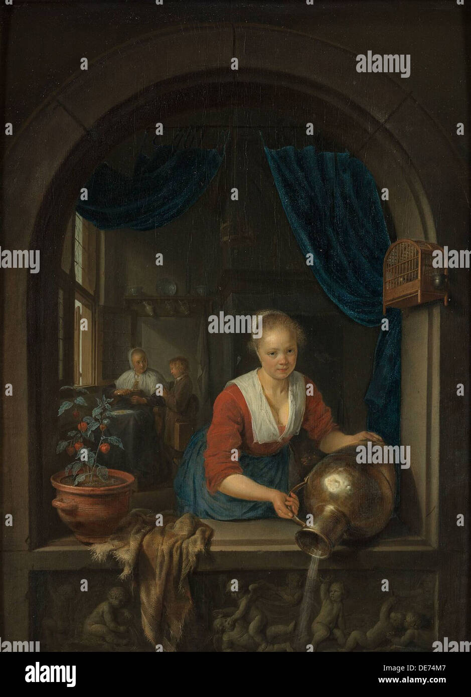 Mädchen am Fenster, c. 1660. Künstler: Dou, Gerard (Gerrit) (1613-1675) Stockfoto