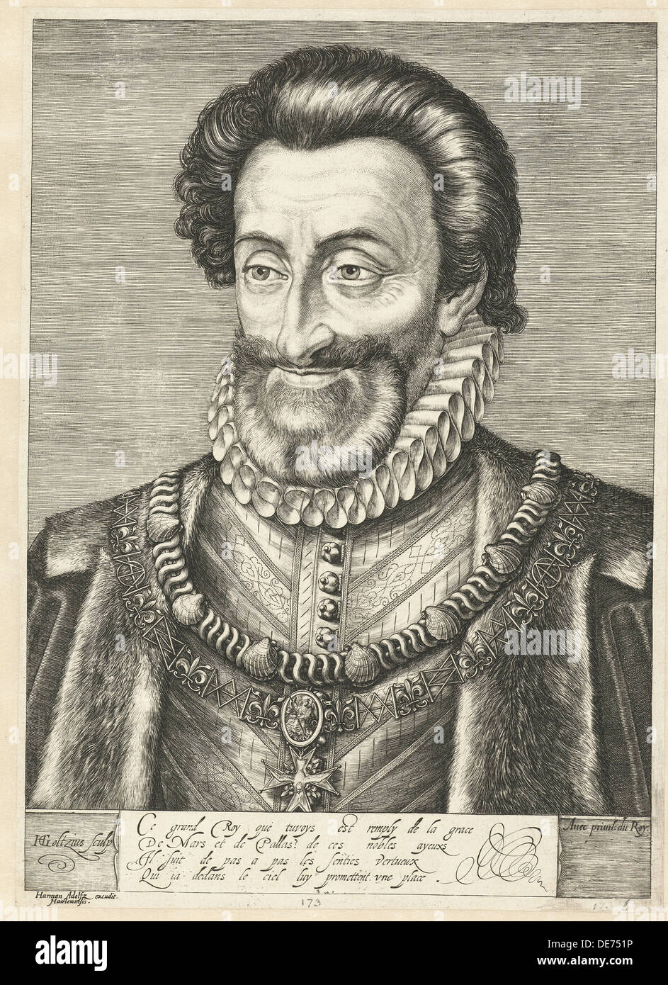 Porträt von König Heinrich IV. von Frankreich, ca. 1600. Künstler: Goltzius, Hendrick (1558-1617) Stockfoto