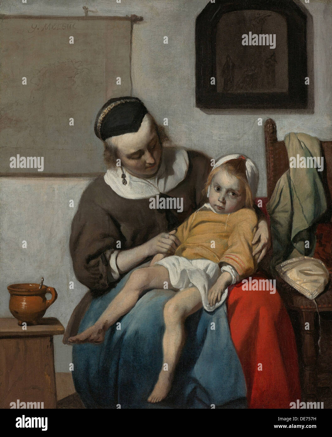 Das kranke Kind, ca 1663. Künstler: Metsu, Gabriel (1629-1667) Stockfoto