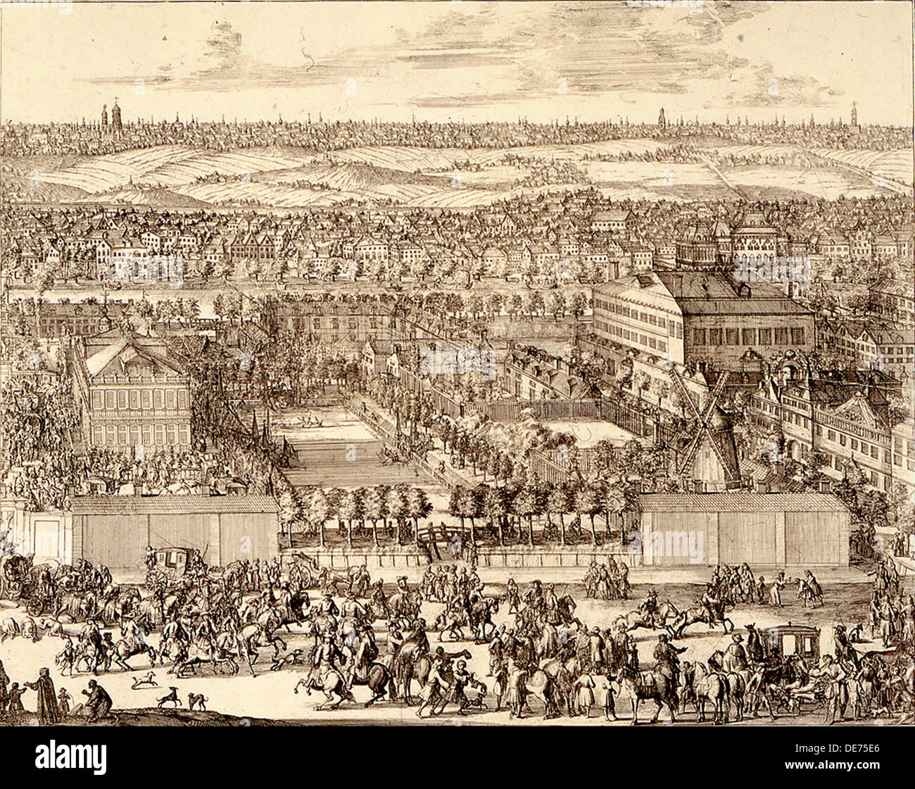 Deutsch-Viertel (Nemetskaya Sloboda) in Moskau (rechten Teil), 1705. Künstler: Schoonebeek (Schoonebeck), Adriaan (1661-1705) Stockfoto