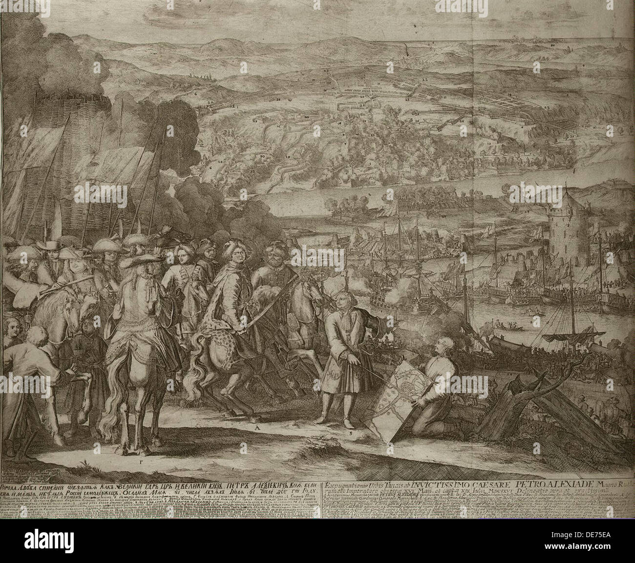 Belagerung der türkischen Festung Asow durch russische Truppen im Jahre 1696, um 1700. Künstler: Schoonebeek (Schoonebeck), Adriaan (1661-1705) Stockfoto