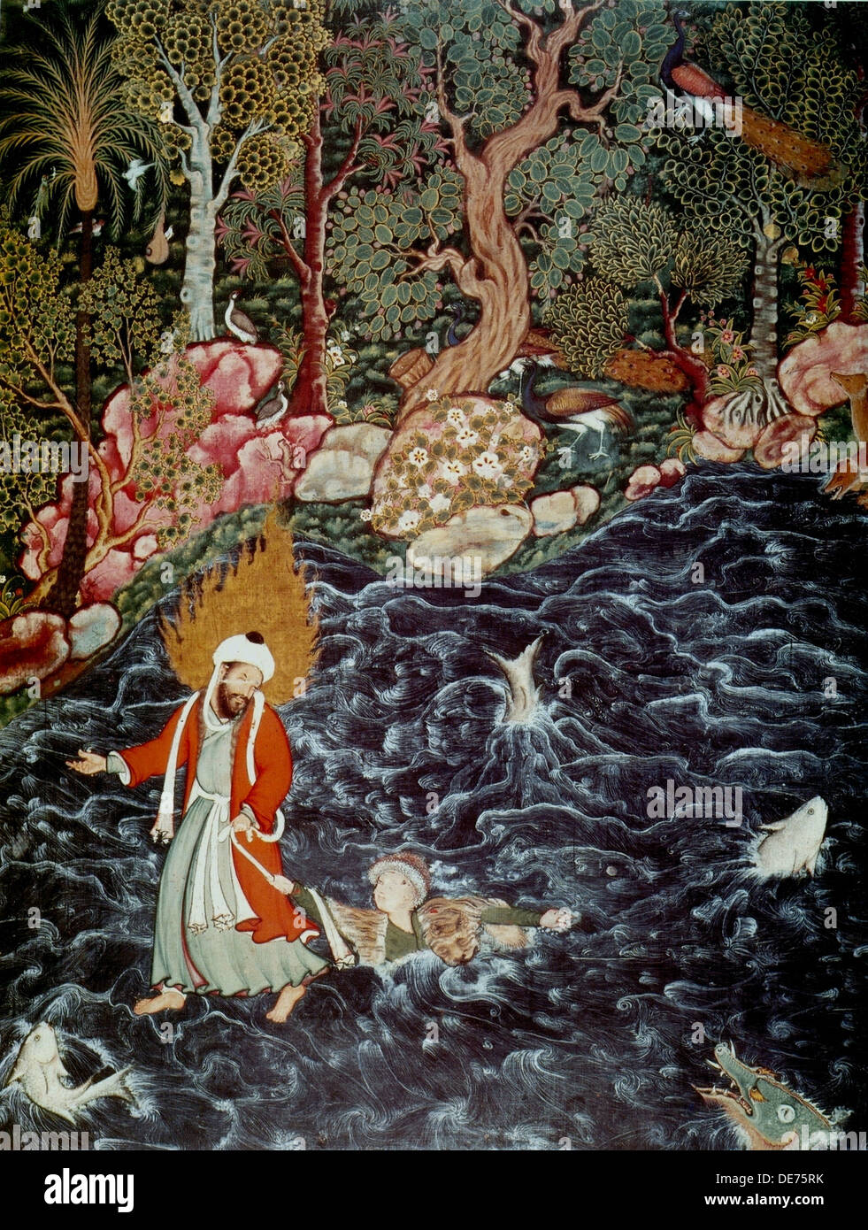 Der Prophet Elijah Rettung Prinz Nur Ad-Dahr (von Hamzanama), 1562-1577. Künstler: Mir Sayyid Ali (c. 1510 nach 1572) Stockfoto