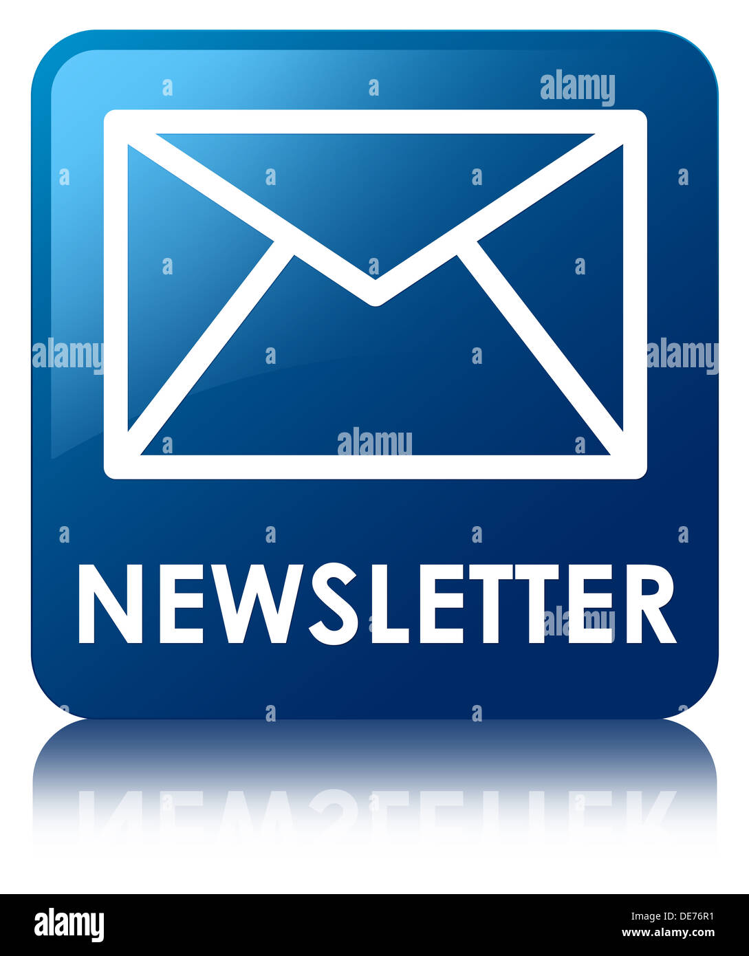 Newsletter glänzend blaue Quadrat-Taste Stockfoto