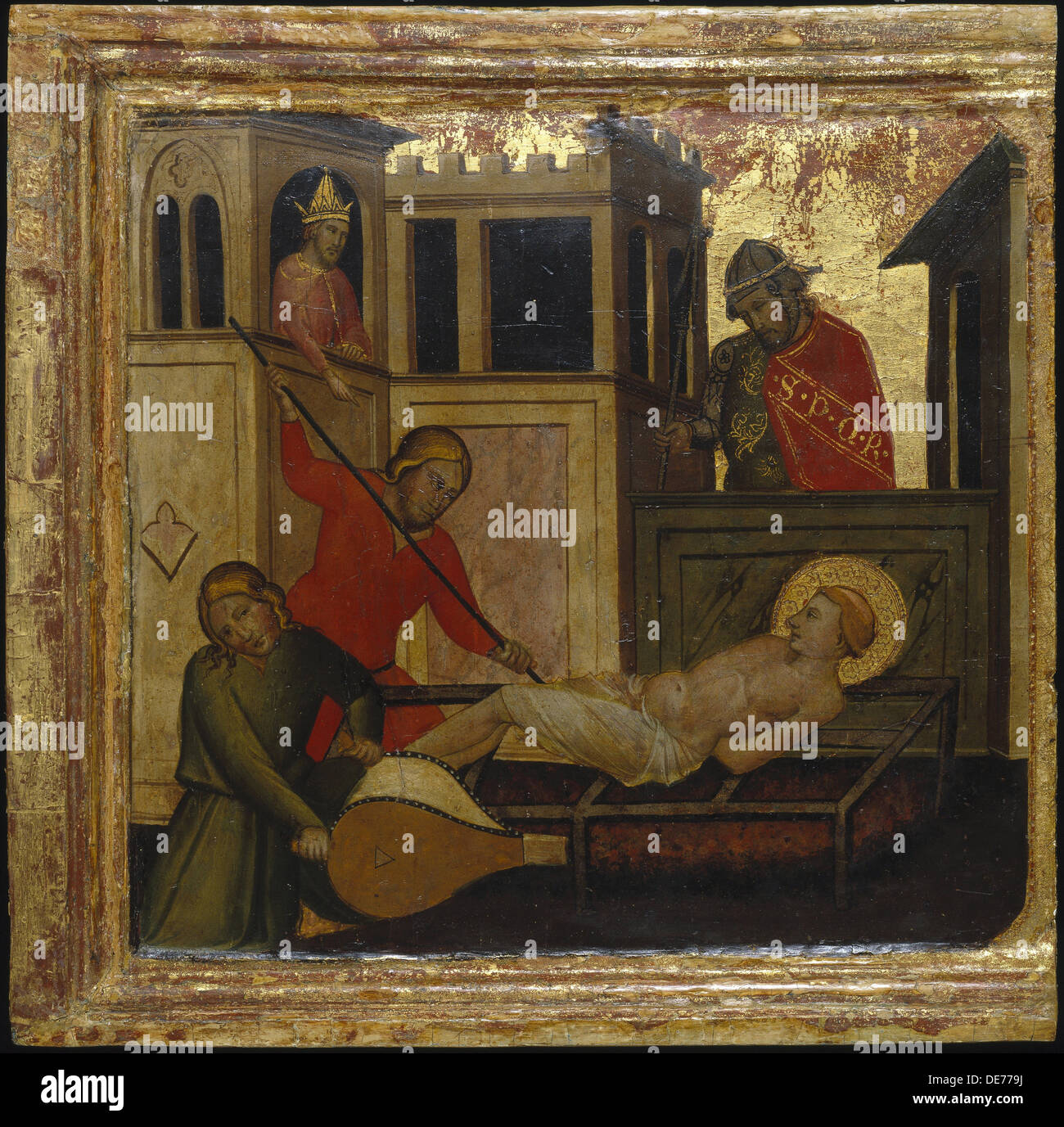Das Martyrium des Hl. Laurentius. Szenen aus dem Leben des Heiligen Laurentius, Predella, ca 1412. Artist: Lorenzo di Niccolò (1391-1414) Stockfoto