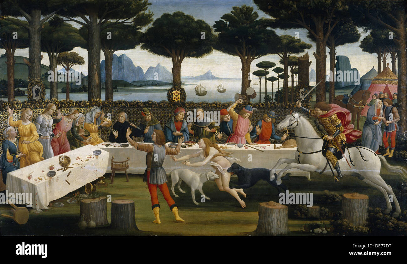 Die Geschichte von Nastagio Degli Onesti (dritte Folge), ca 1483. Künstler: Botticelli, Sandro (1445-1510) Stockfoto