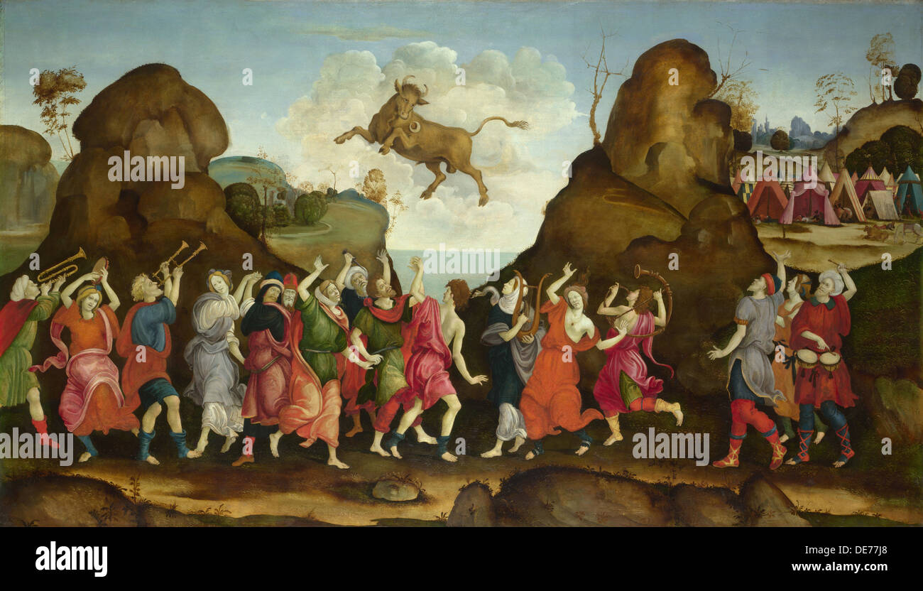 Die Anbetung Gottes, des ägyptischen Bull, Apis, um 1500. Künstler: Lippi, Filippino, (Schule) Stockfoto