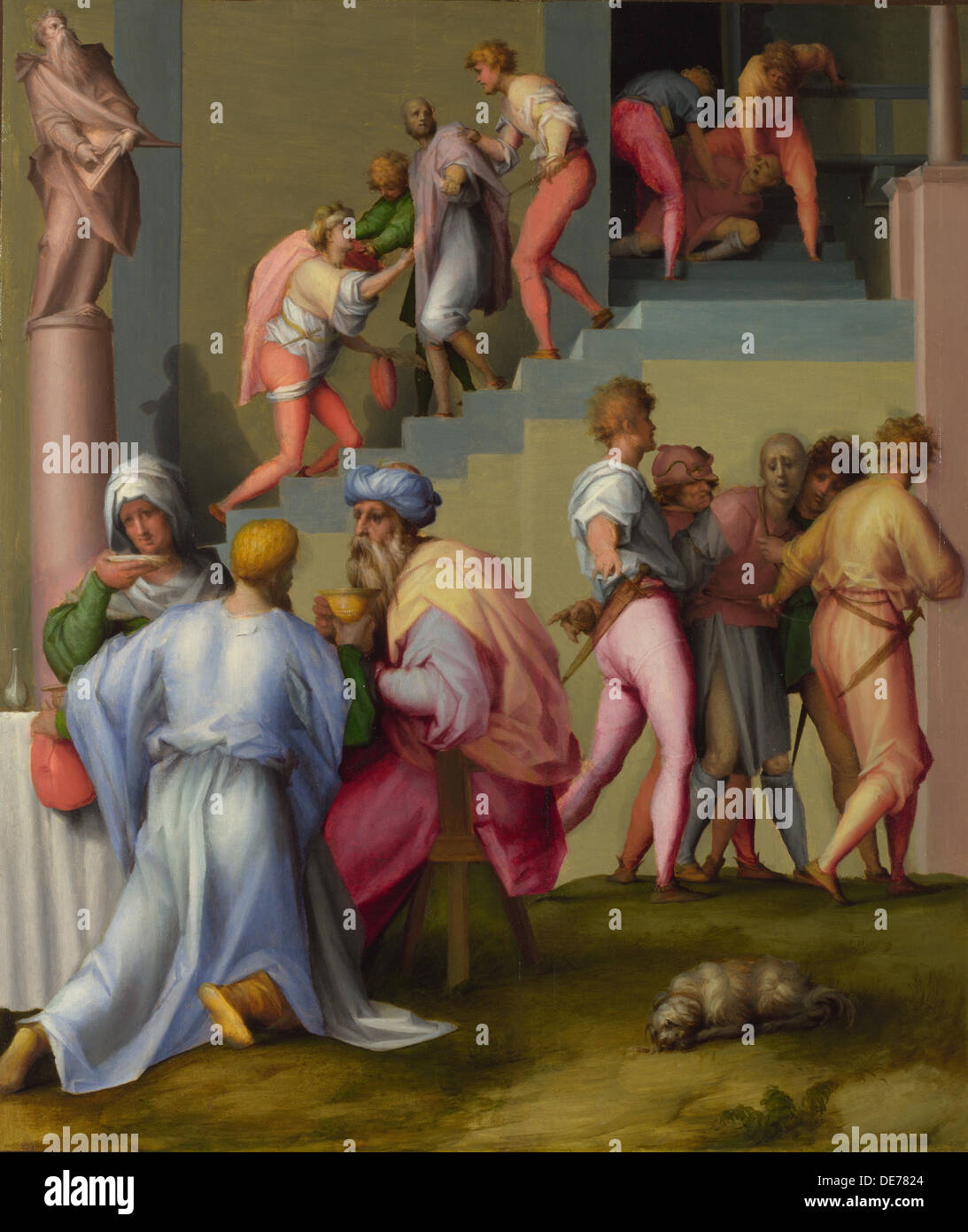 Pharao mit seinem Butler und Baker (von Szenen aus der Geschichte von Josef), ca 1515. Künstler: Pontormo (1494-1557) Stockfoto