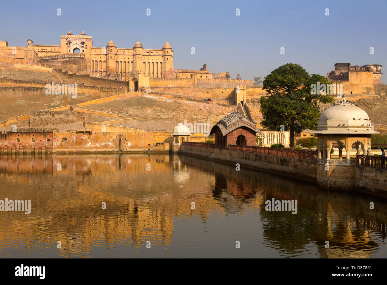 Indien, Rajasthan, Jaipur, Amber Palast im goldenen Morgenlicht Stockfoto