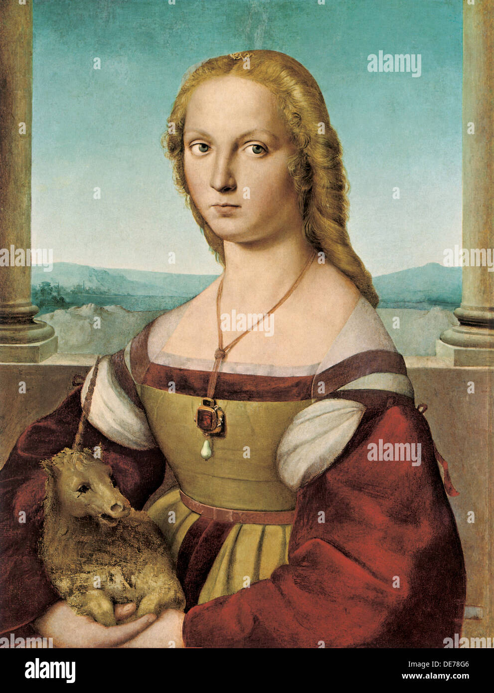 Porträt einer jungen Dame mit einem Einhorn, 1505 1506. Künstler: Raffael (1483-1520) Stockfoto