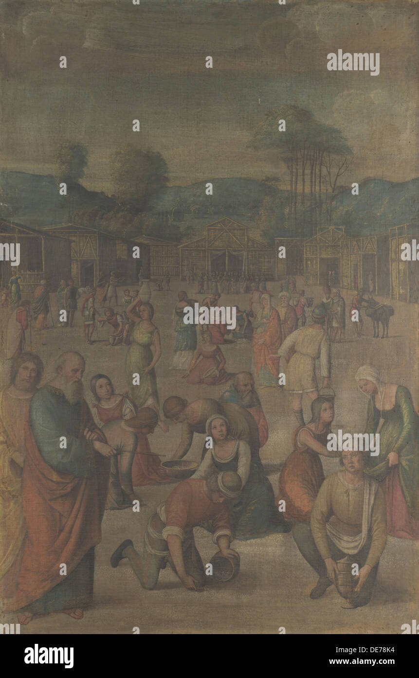 Die Israeliten Manna (aus der Geschichte von Moses), nach 1508 zu sammeln. Künstler: Costa, Lorenzo (1460-1535) Stockfoto
