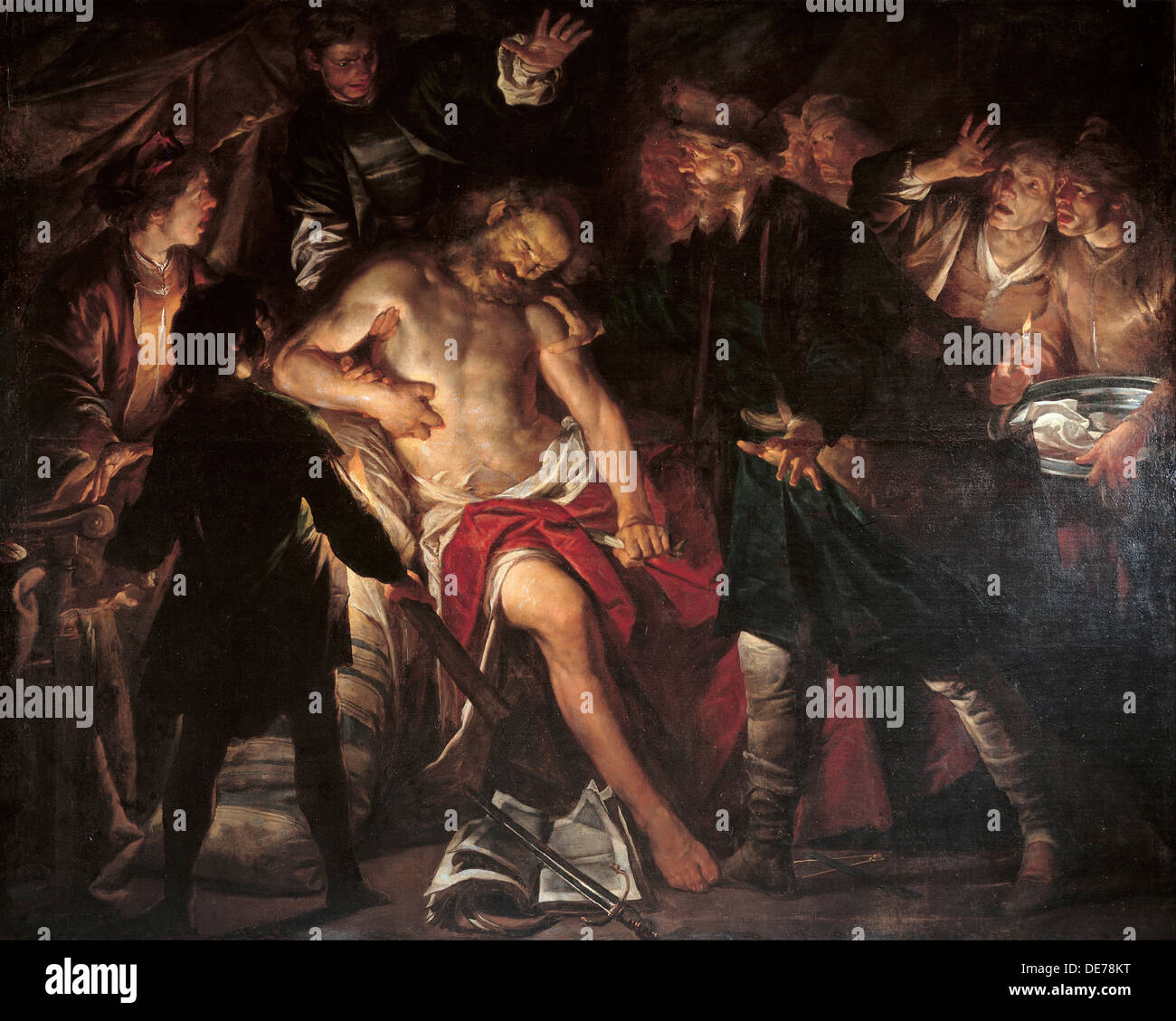 Der Tod des Cato, c. 1640. Künstler: Assereto Gioacchino (1600-1649) Stockfoto