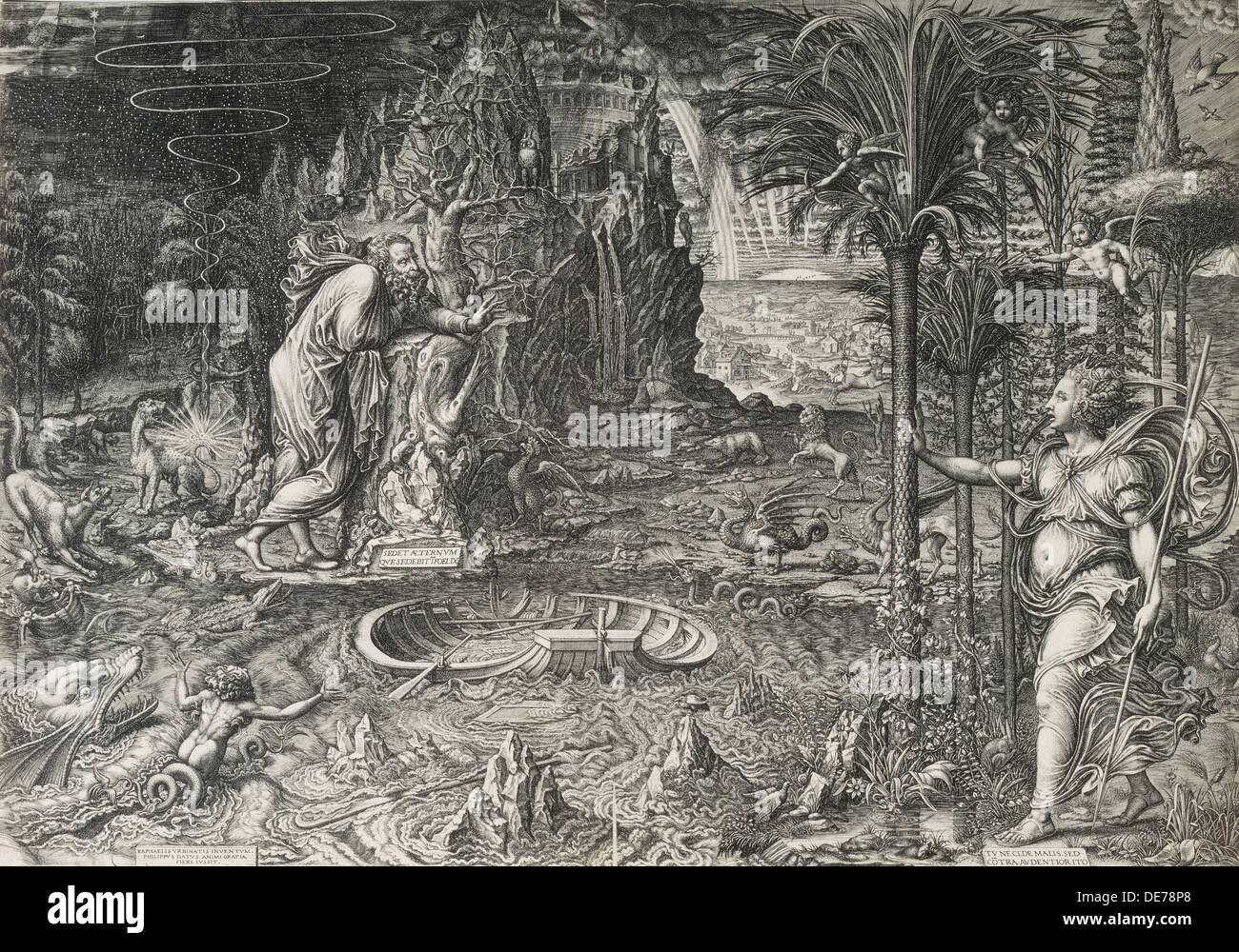 Die Allegorie des Lebens (der Traum von Raphael), 1561. Künstler: Ghisi, Giorgio (1520-1582) Stockfoto