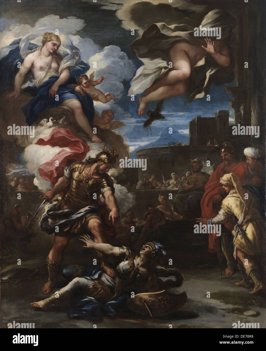 Aeneas besiegt Turnus, 1688. Künstler: Giordano, Luca (1632-1705) Stockfoto