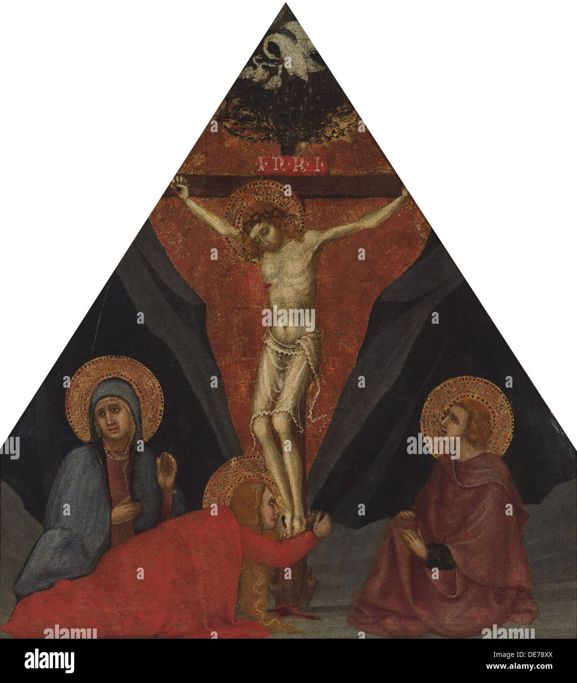 Die Kreuzigung mit der Jungfrau Maria, Maria Magdalena und Johannes der Evangelist, ca 1400. Künstler: Andrea di Bartolo (vor 1389-1428) Stockfoto