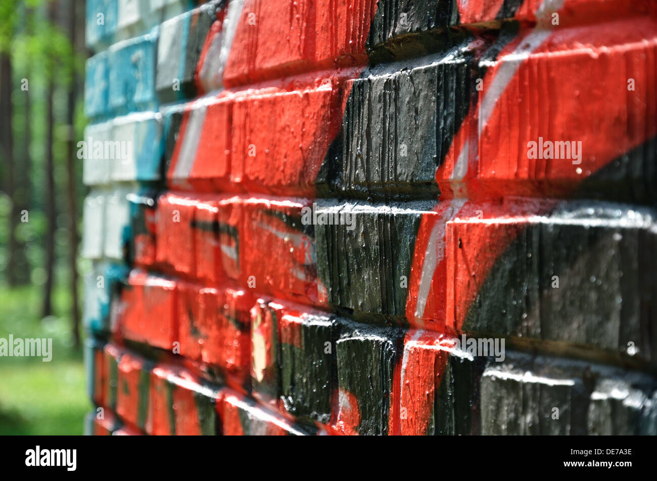 Nahaufnahme von Graffiti Mauer Stockfoto