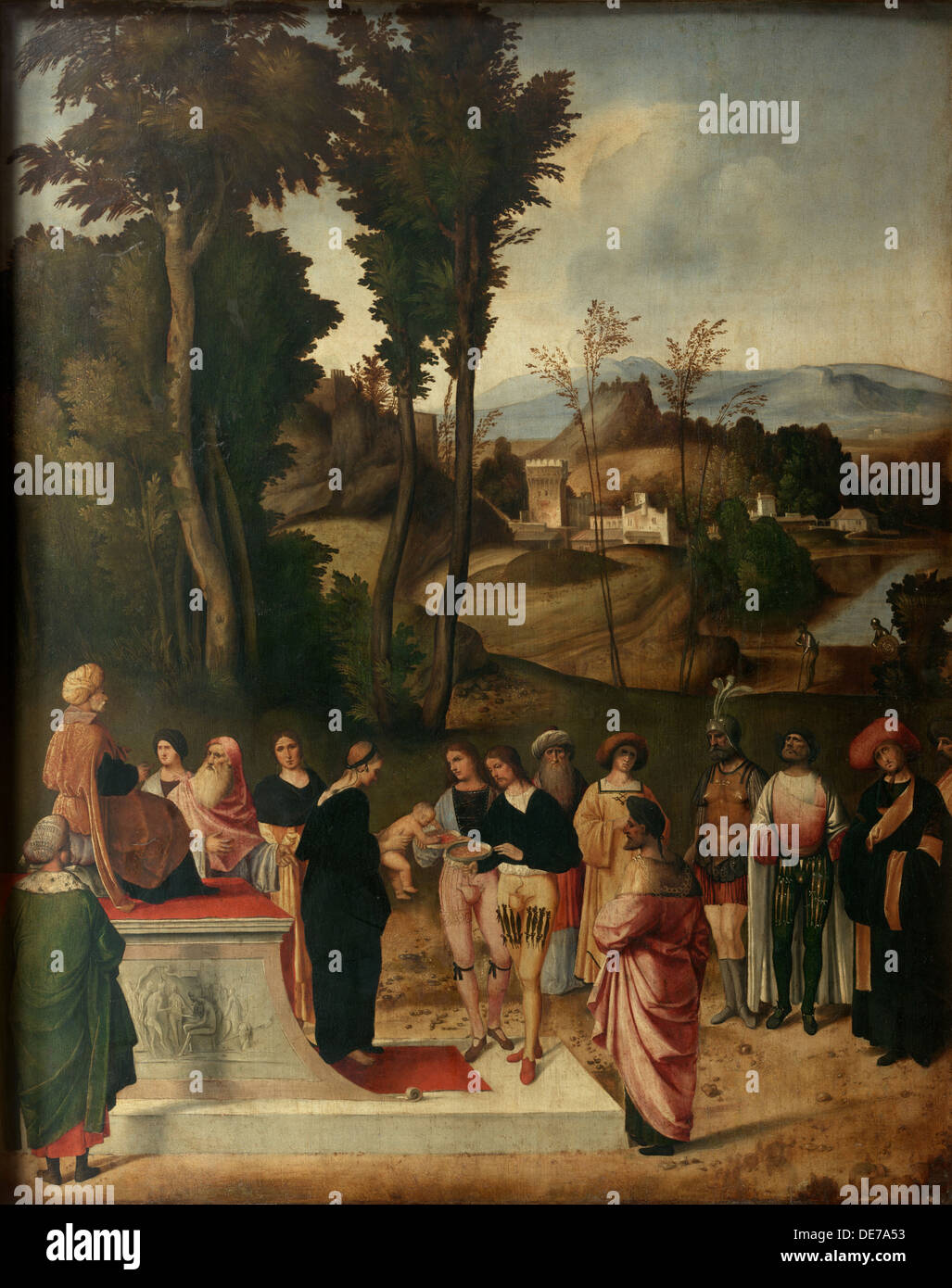 Moess erfährt Feuerprobe, 1502-1505. Künstler: Giorgione (1476-1510) Stockfoto