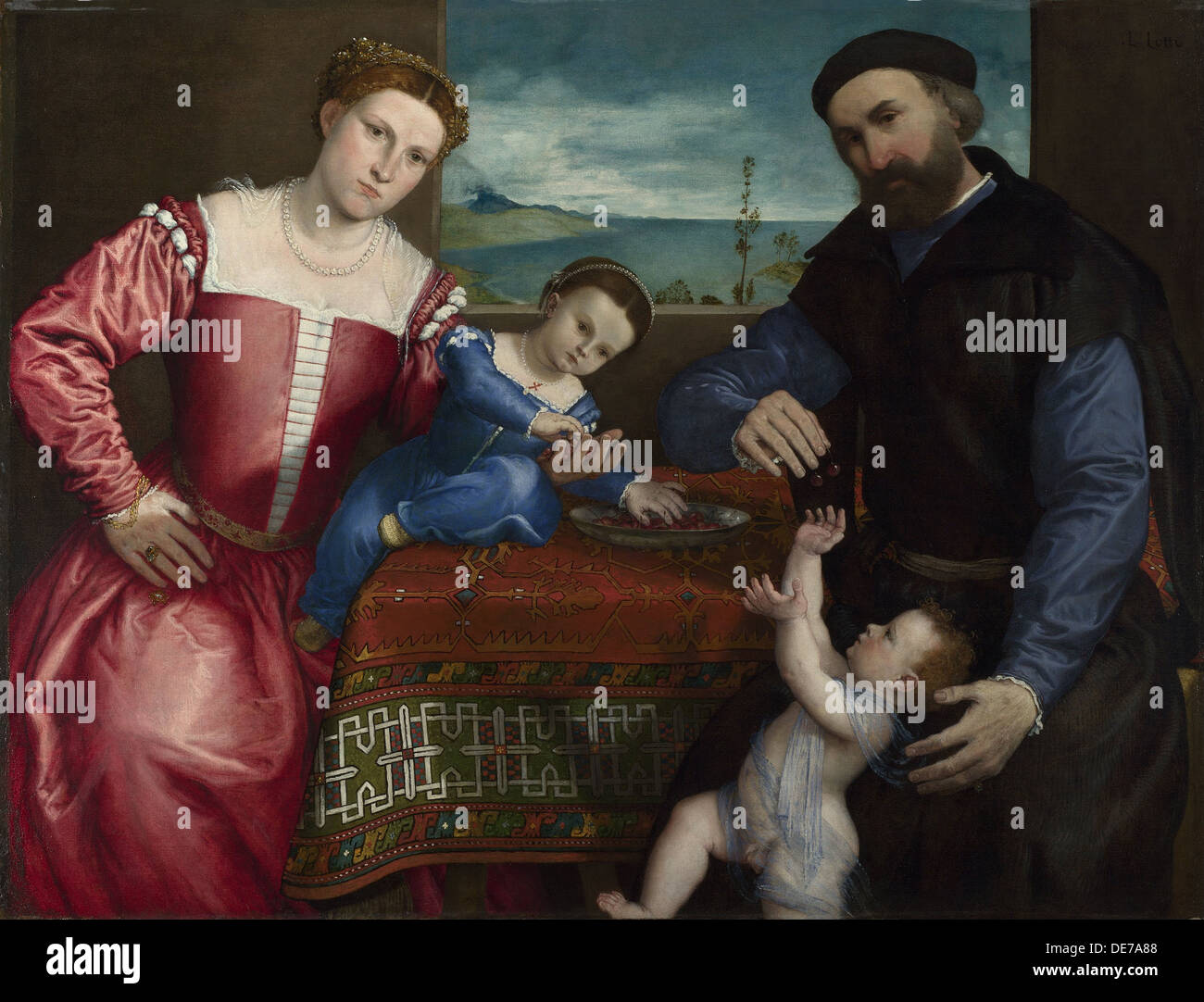 Porträt des Giovanni della Volta mit seiner Frau und seinen Kindern, 1547. Künstler: Lotto, Lorenzo (1480-1556) Stockfoto