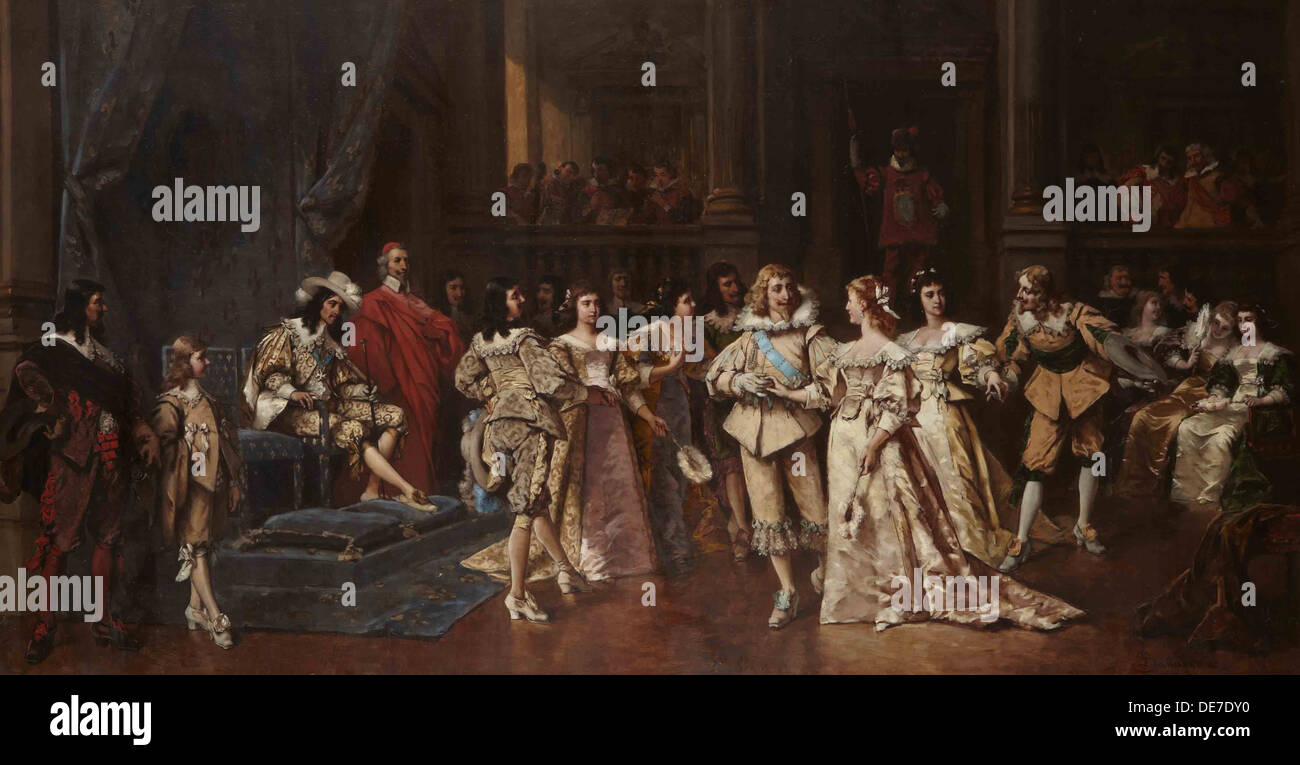 Den Ball an das Gericht von Louis XIII von Frankreich. Künstler: Bakalowicz, Wladyslaw (1831-1904) Stockfoto