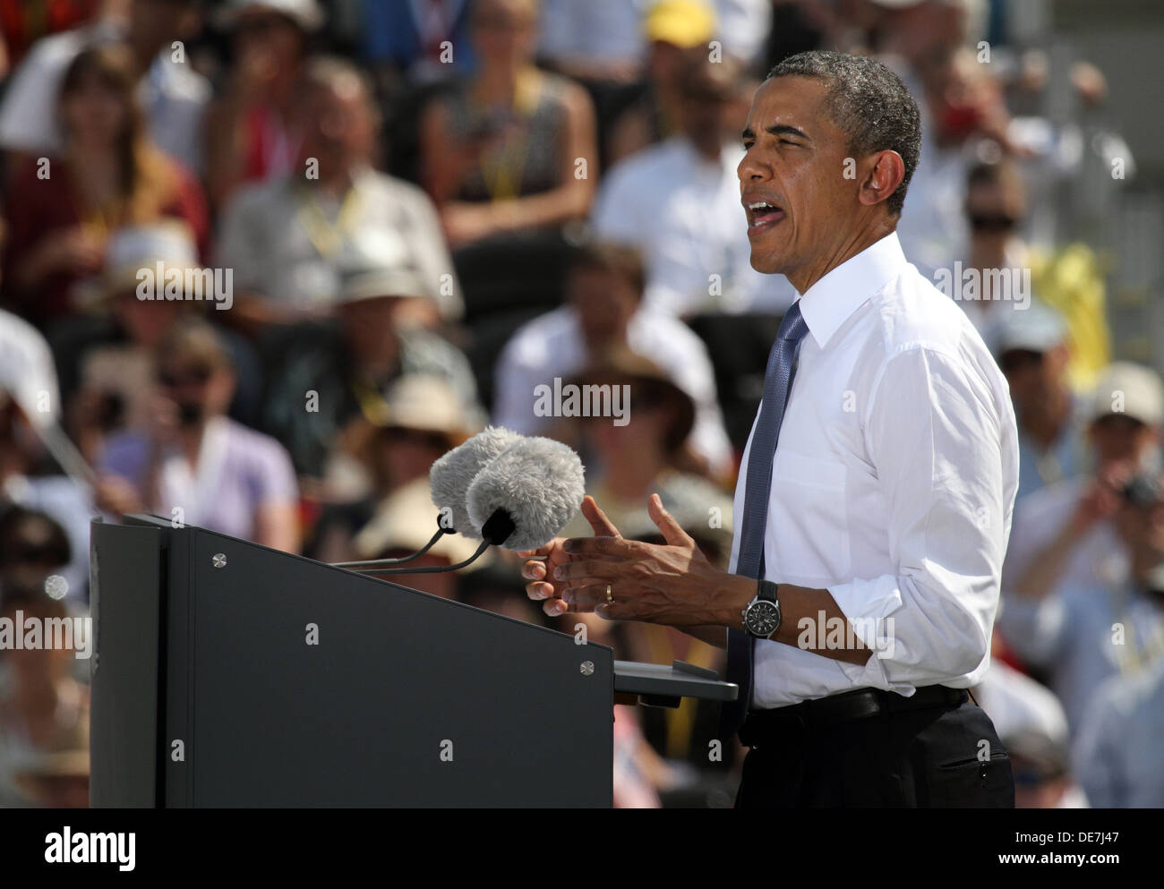 Berlin, Deutschland, US-Präsident Barack Obama am Brandenburger Tor Stockfoto