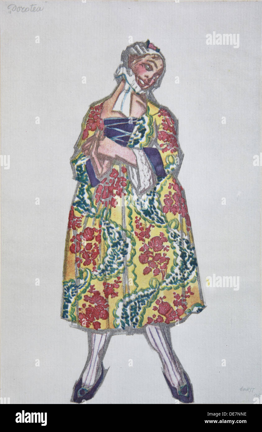 Kostüme für das Ballett Le donne di buon umore von C. Goldoni, 1917. Artist: Bakst, Léon (1866-1924) Stockfoto