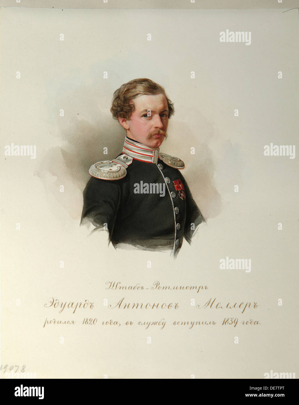 Portrait von Eduard Antonowitsch Moller (1820-1879) (Aus dem Album der Kaiserlichen Horse Guards), 1846-1849. Artist: Hau (Gau), Wladimir Iwanowitsch (1816 Stockfoto