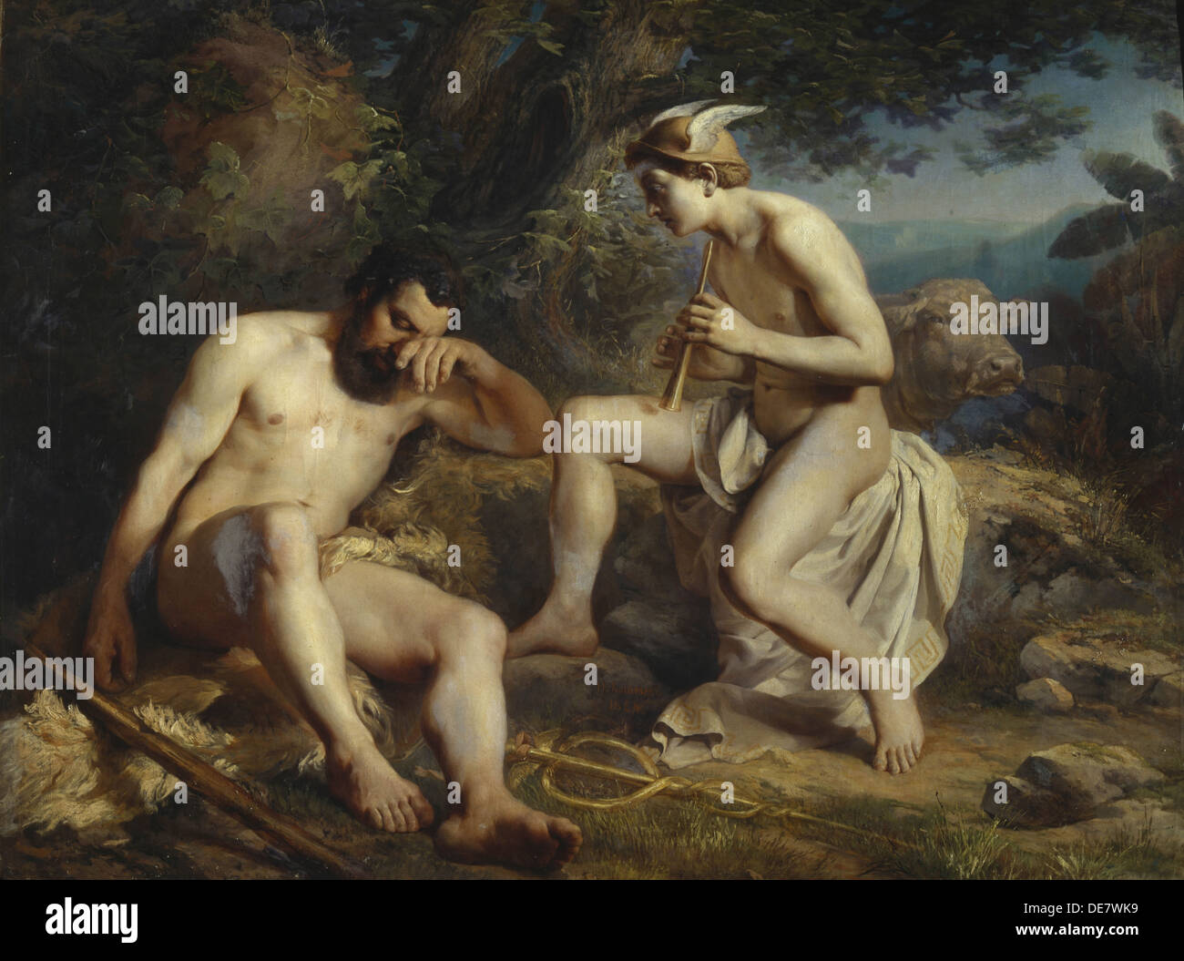 Mercury einschläfernde Argus zu schlafen, 1864. Künstler: Koshelev, Nikolai Andrejewitsch (1840-1918) Stockfoto