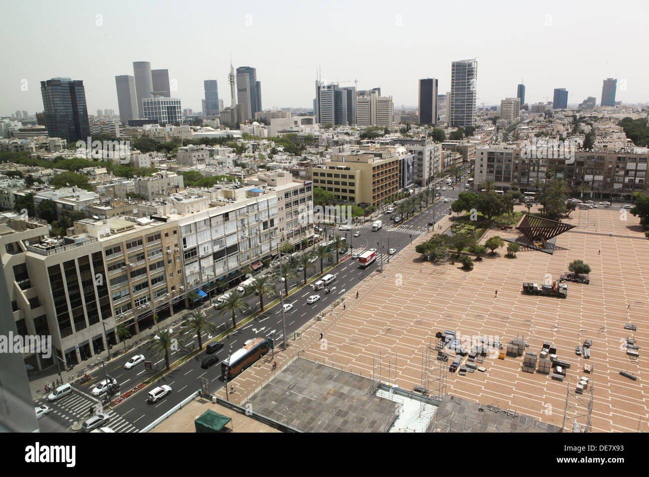 Rabin-Platz gesehen vom Dach des Rathauses, Tel Aviv, Israel Stockfoto