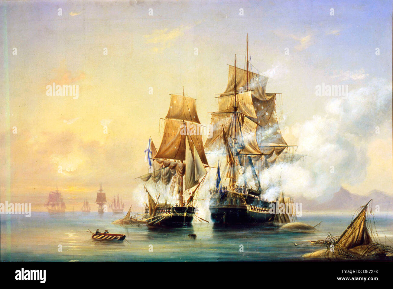 Das russische Cutter Quecksilber fängt schwedische 40-Kanonen-Fregatte Venus am Mai 21., 1789', 1845. Stockfoto