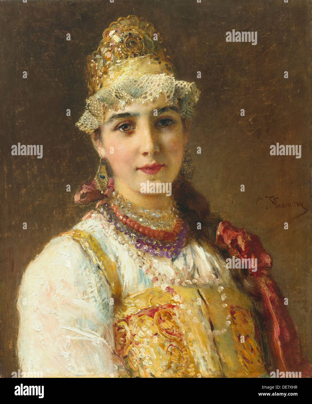 Bojar der Frau, 1880 s. Künstler: Makowski, Konstantin Yegorovich (1839-1915) Stockfoto