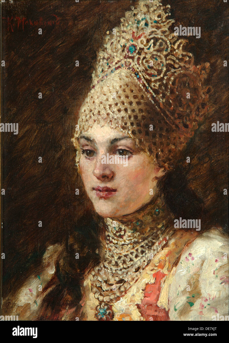 Bojar der Frau, der 1890er Jahre. Künstler: Makowski, Konstantin Yegorovich (1839-1915) Stockfoto