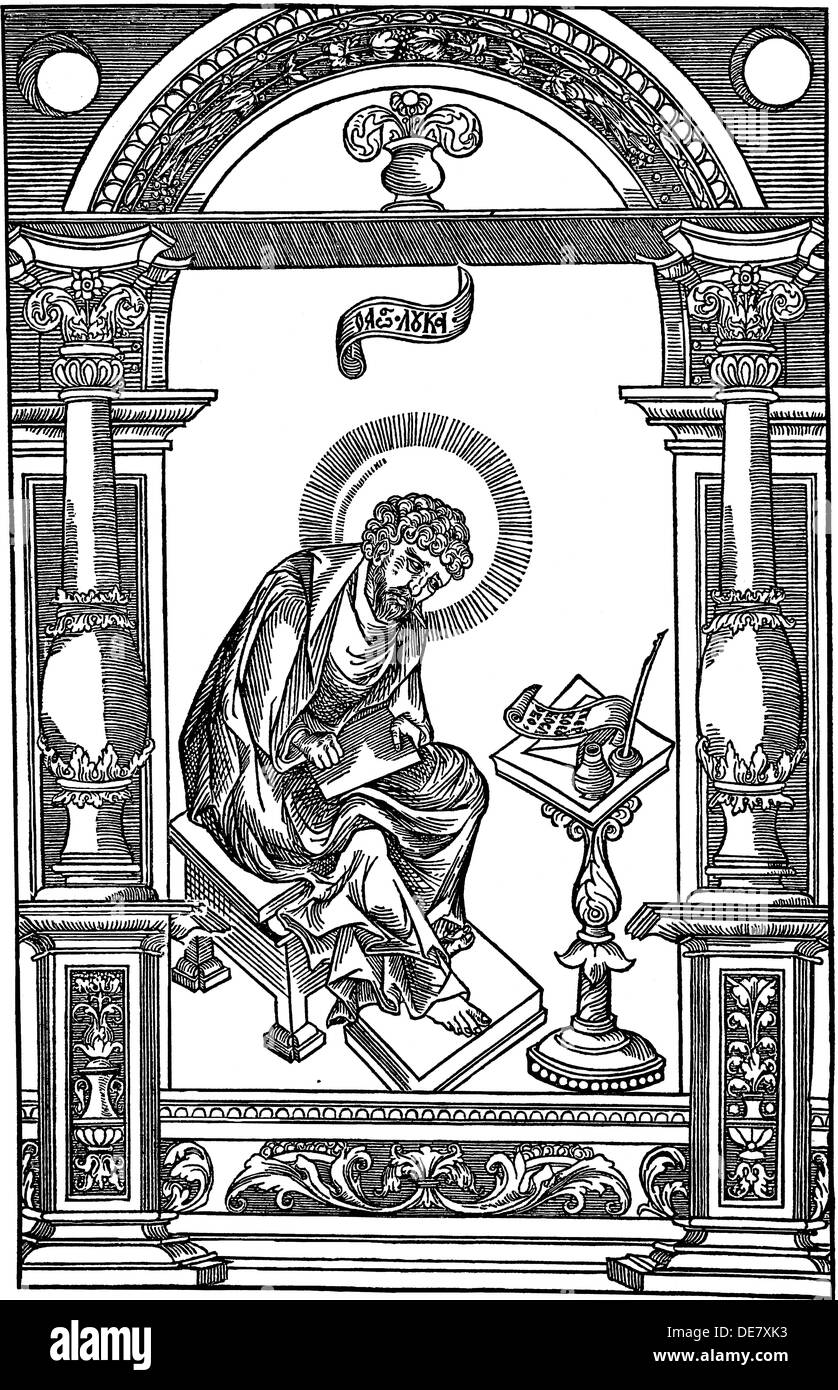 Lucas der Evangelist. Illustration des Buches Apostol, 1564. Stockfoto