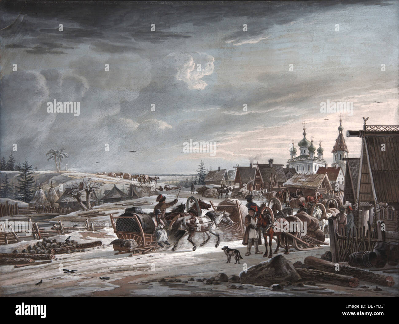 Winter, 1825. Künstler: Orlowski, Alexander Osipowitsch (1777-1832) Stockfoto