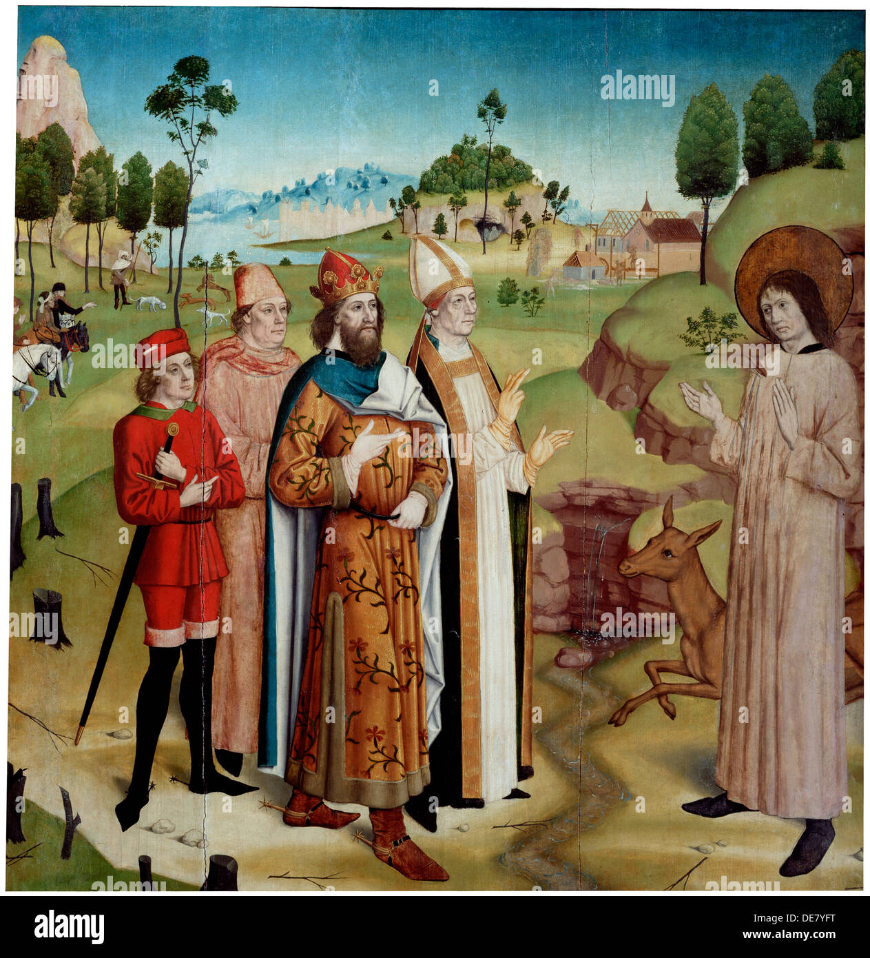 St. Giles und König Wamba an die königliche Jagd ", c1470-1480. Stockfoto