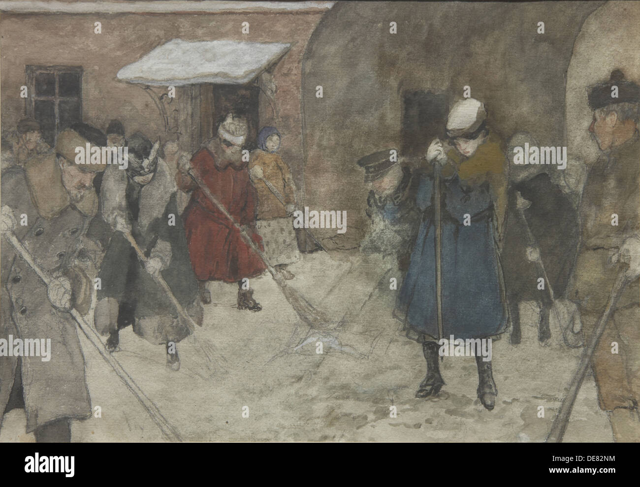 Schneeräumung, ca. 1921. Künstler: Wahrameew, Alexander Iwanowitsch (1874-1926) Stockfoto