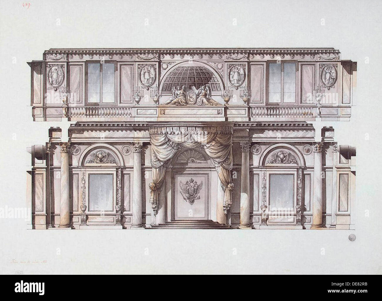 Design von George Hall (große Thronsaal) im Winterpalais, 1796. Stockfoto